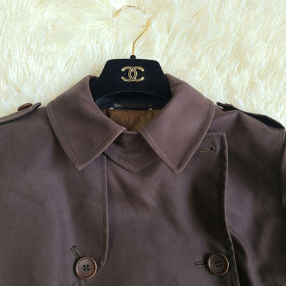 S Max Mara Trench Coat Asian fit L 40 US size M Brown Authentic