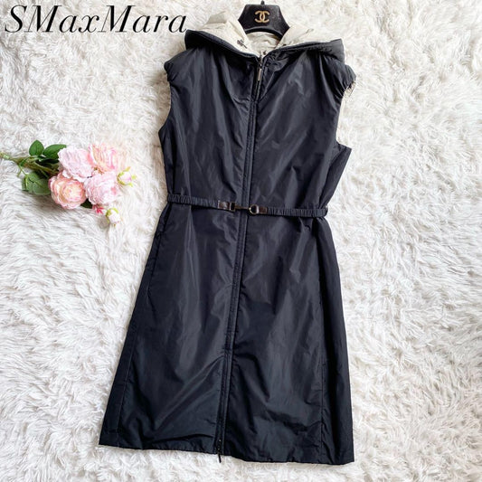 S Max Mara Down vest Jacket Asian fit S 36 US size XS Dark Gray Beige Authentic