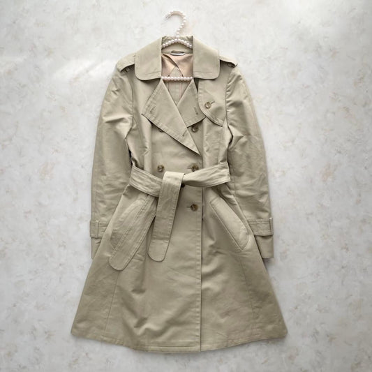 Max Mara Trench Coat Asian fit M 38 US size S Beige Authentic