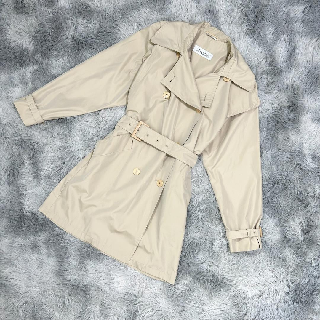 Max Mara Trench Coat Asian fit L 40 US size M Beige Authentic