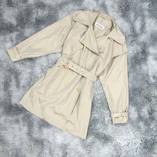 Max Mara Trench Coat Asian fit L 40 US size M Beige Authentic