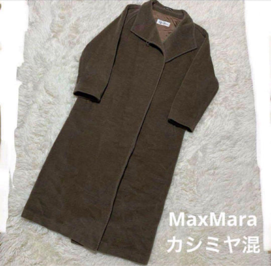 Max Mara Long Coat Asian fit XL 42 US size L Brown Authentic