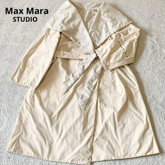 Max Mara Trench Coat Asian fit S 36 US size XS Beige Authentic