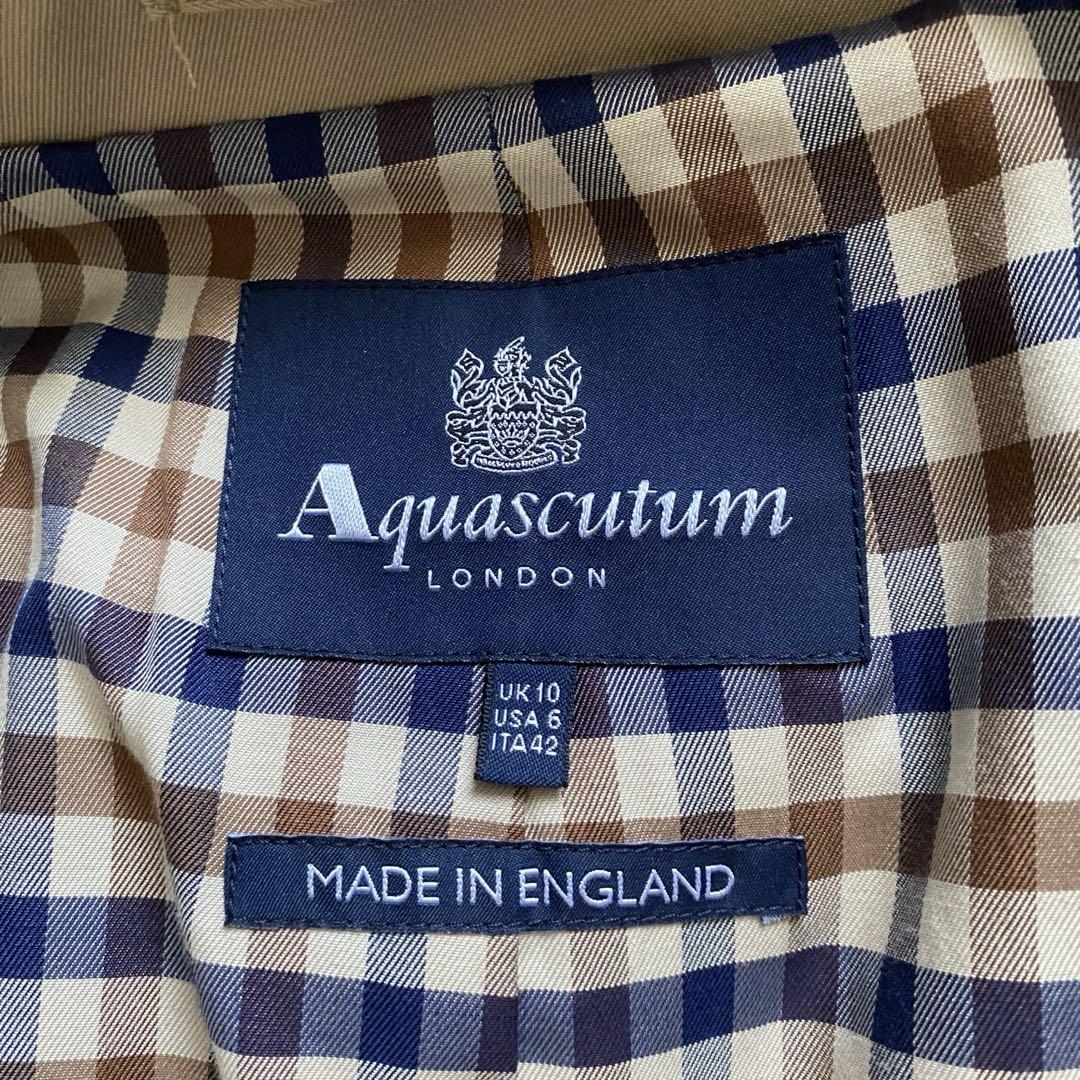 Aquascutum Trench Coat Club Check Asian fit XL 42 US size L Beige Authentic