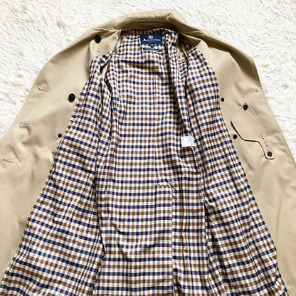 Aquascutum Trench Coat Club Check Asian fit XL 42 US size L Beige Authentic