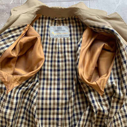 Aquascutum Trench Coat Club Check FREE SIZE Beige Authentic
