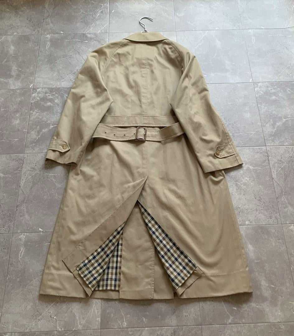 Aquascutum Trench Coat Club Check FREE SIZE Beige Authentic