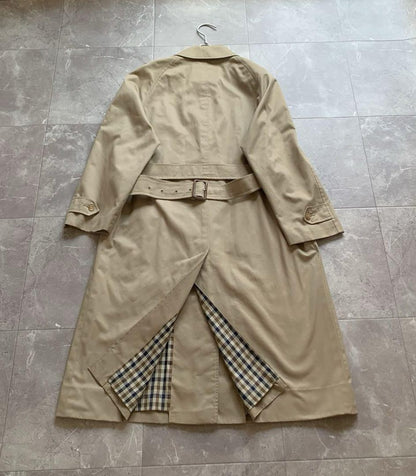 Aquascutum Trench Coat Club Check FREE SIZE Beige Authentic