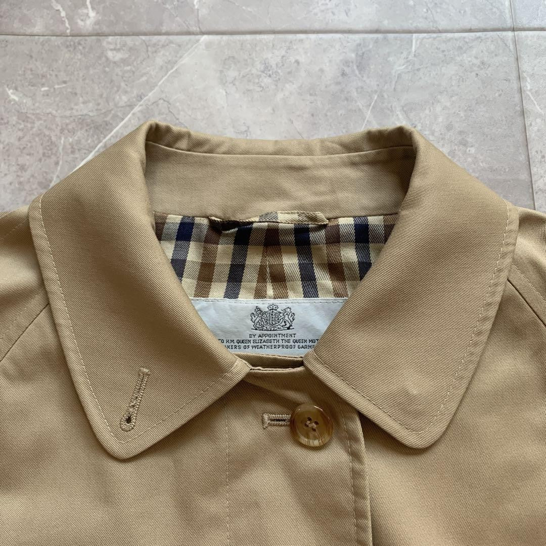 Aquascutum Trench Coat Club Check FREE SIZE Beige Authentic