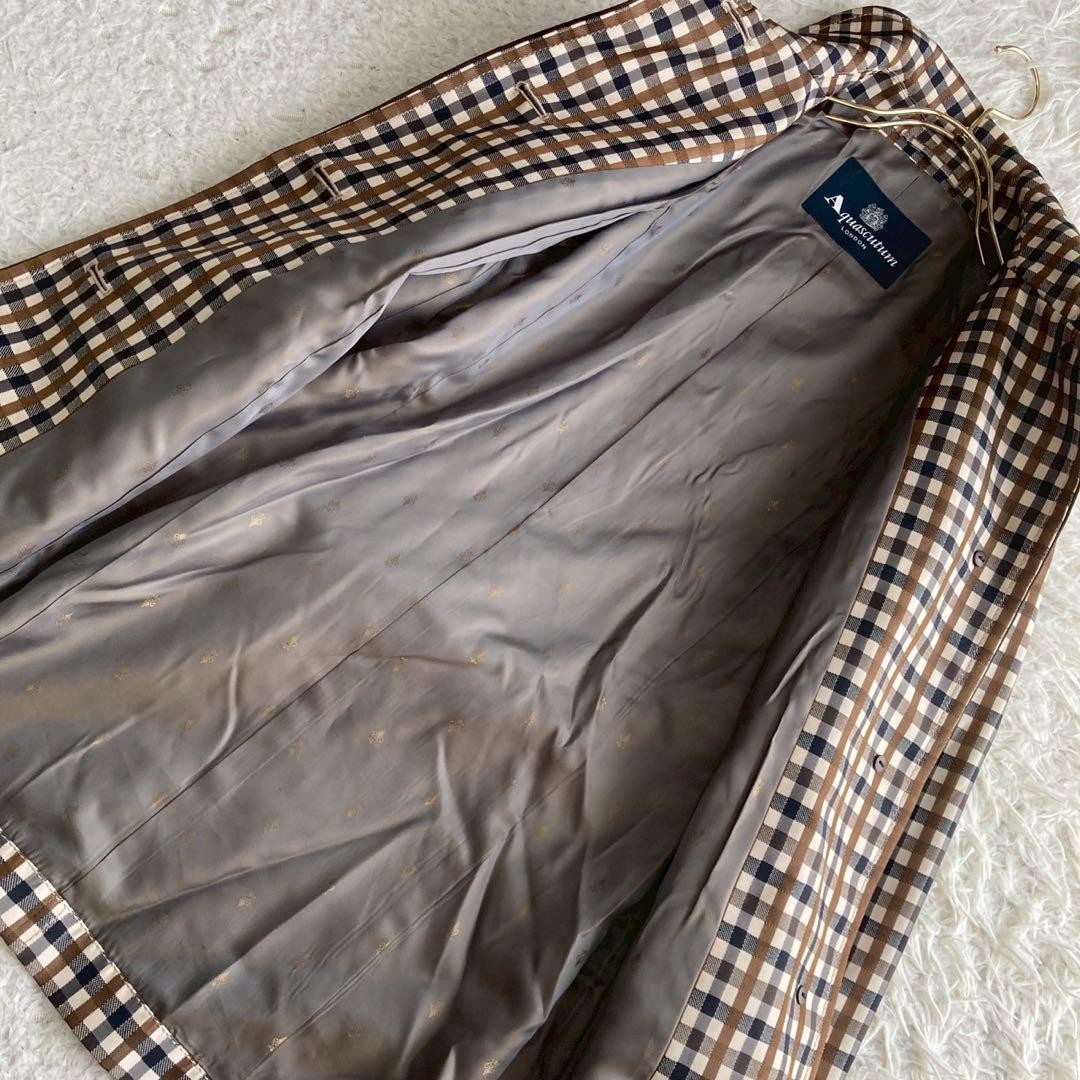 Aquascutum Trench Coat Club Check Asian fit M US size S Brown Authentic