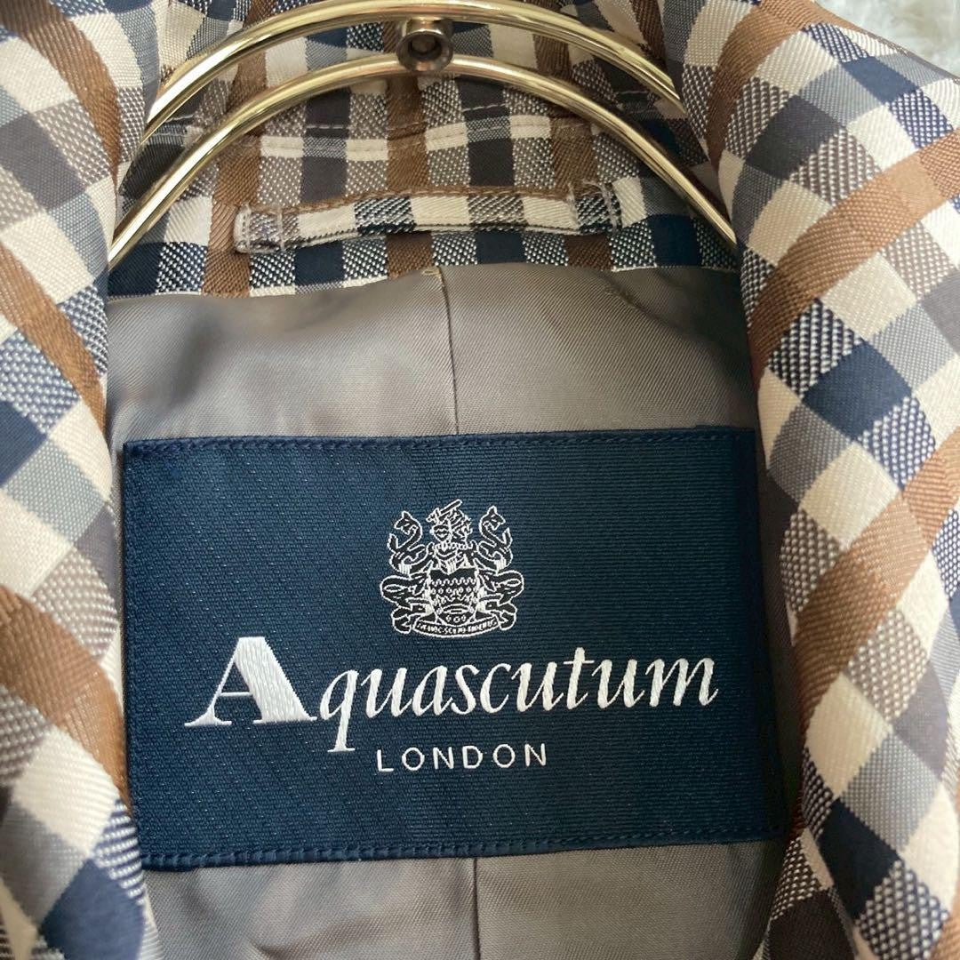 Aquascutum Trench Coat Club Check Asian fit M US size S Brown Authentic