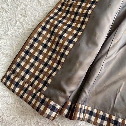 Aquascutum Trench Coat Club Check Asian fit M US size S Brown Authentic