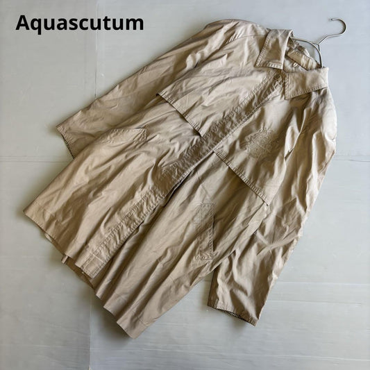 Aquascutum Coat Club Check Asian fit M US size S Beige Authentic