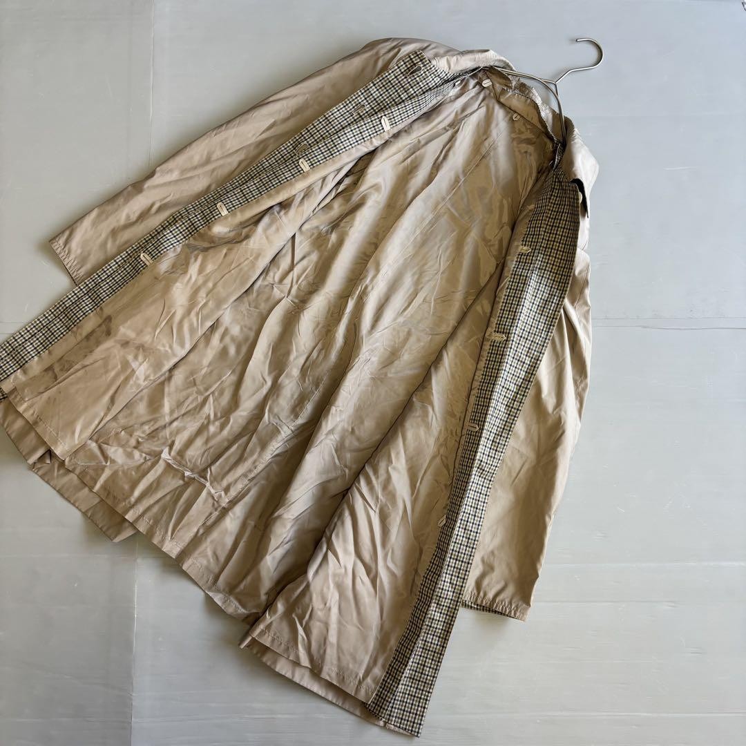 Aquascutum Coat Club Check Asian fit M US size S Beige Authentic
