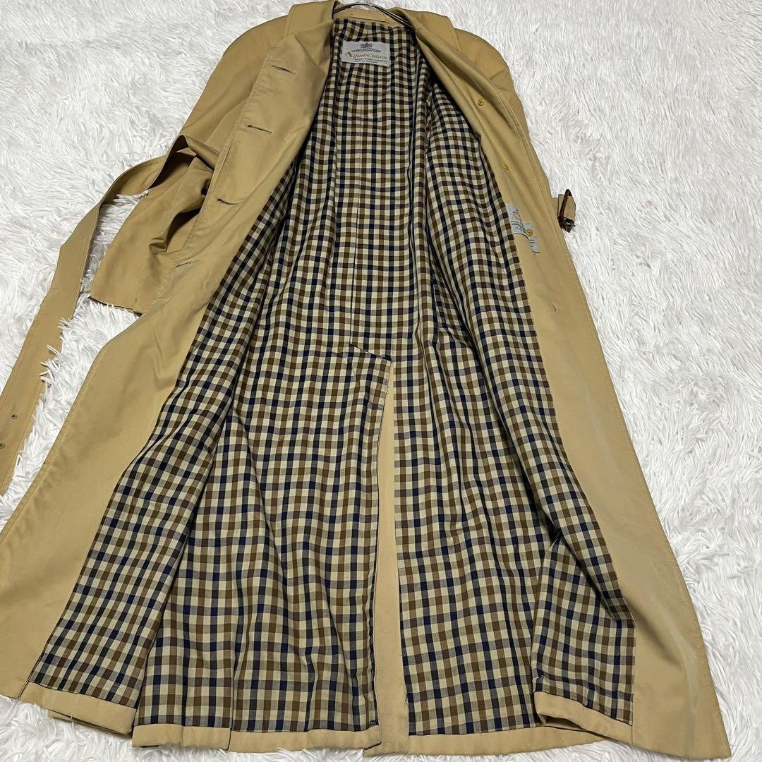 Aquascutum Trench Coat Club Check FREE SIZE Beige Authentic