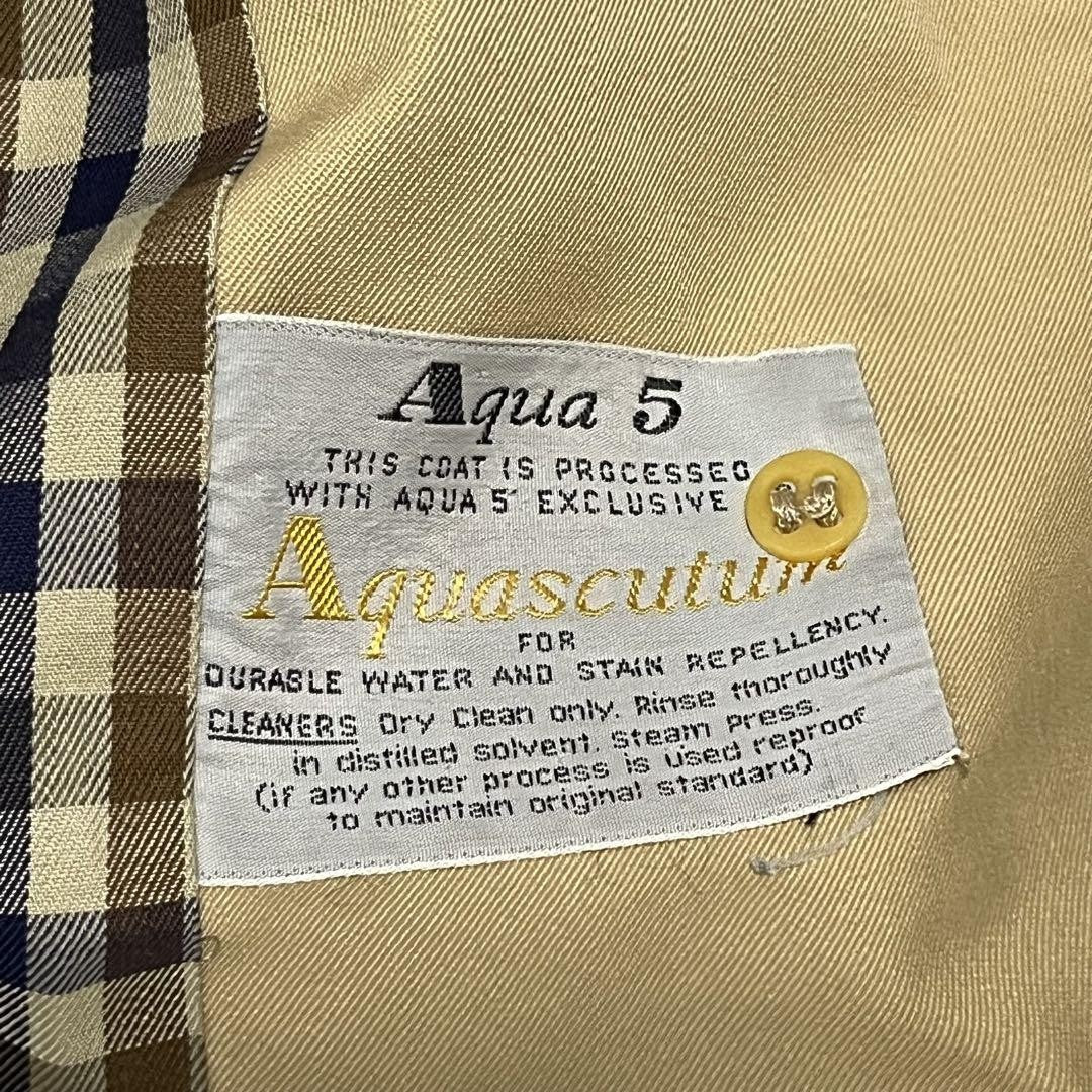 Aquascutum Trench Coat Club Check FREE SIZE Beige Authentic