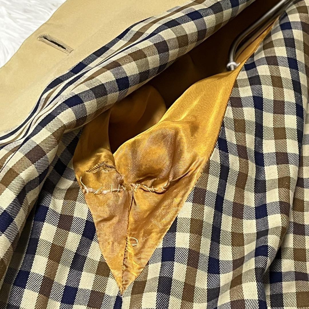 Aquascutum Trench Coat Club Check FREE SIZE Beige Authentic