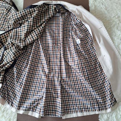 Aquascutum Trench Coat Club Check Asian fit L US size M Light Beige Authentic