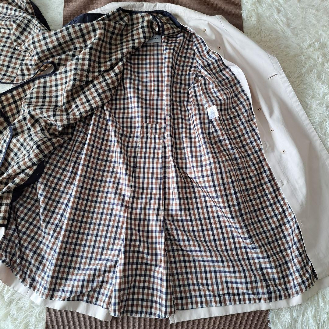 Aquascutum Trench Coat Club Check Asian fit L US size M Light Beige Authentic