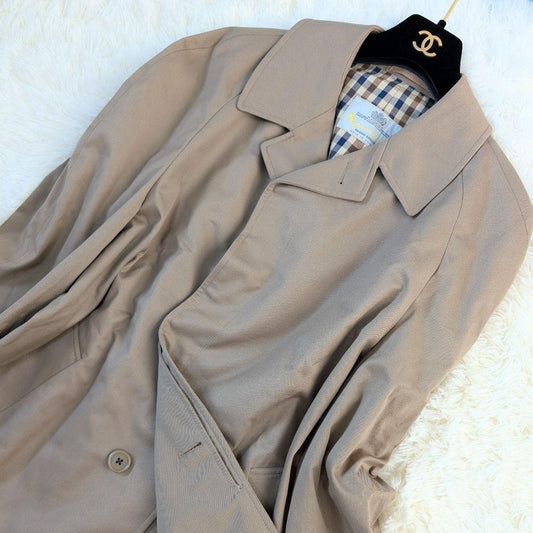 Aquascutum Coat Club Check Asian fit M 38 US size S Beige Authentic