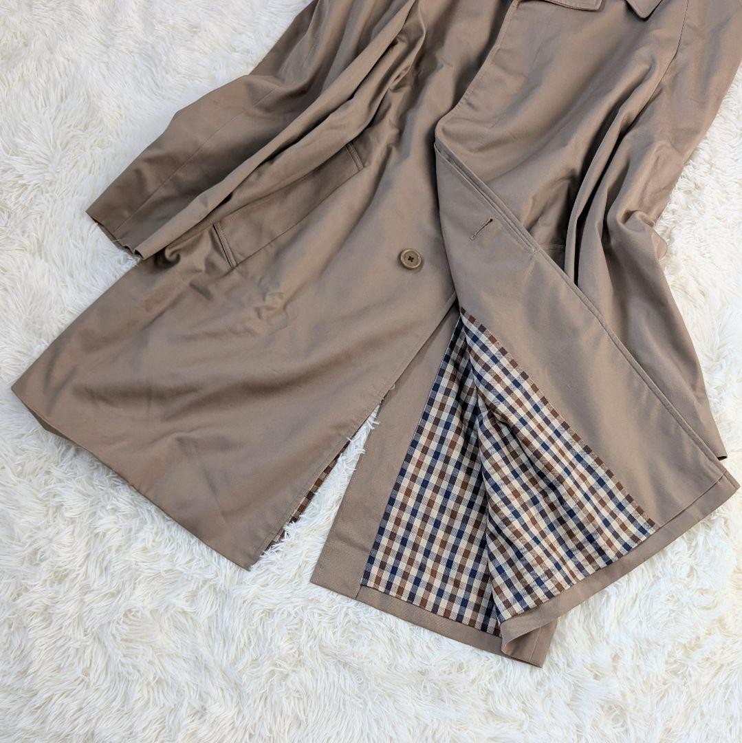 Aquascutum Coat Club Check Asian fit M 38 US size S Beige Authentic