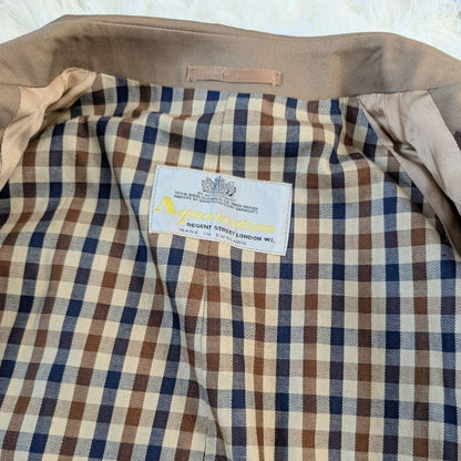 Aquascutum Coat Club Check Asian fit M 38 US size S Beige Authentic