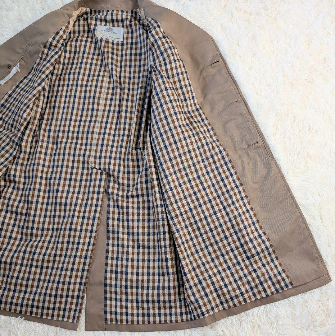Aquascutum Coat Club Check Asian fit M 38 US size S Beige Authentic