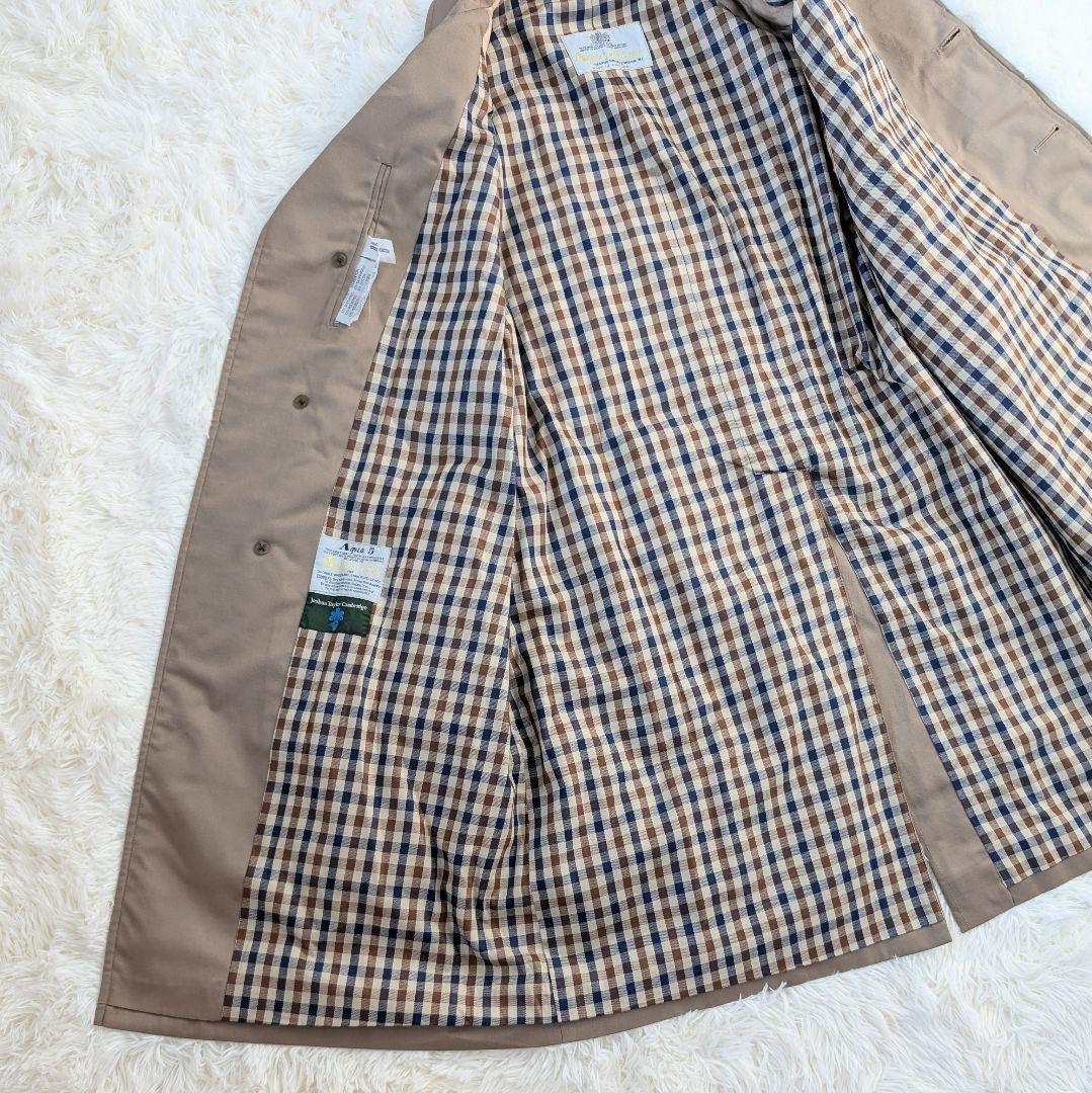 Aquascutum Coat Club Check Asian fit M 38 US size S Beige Authentic