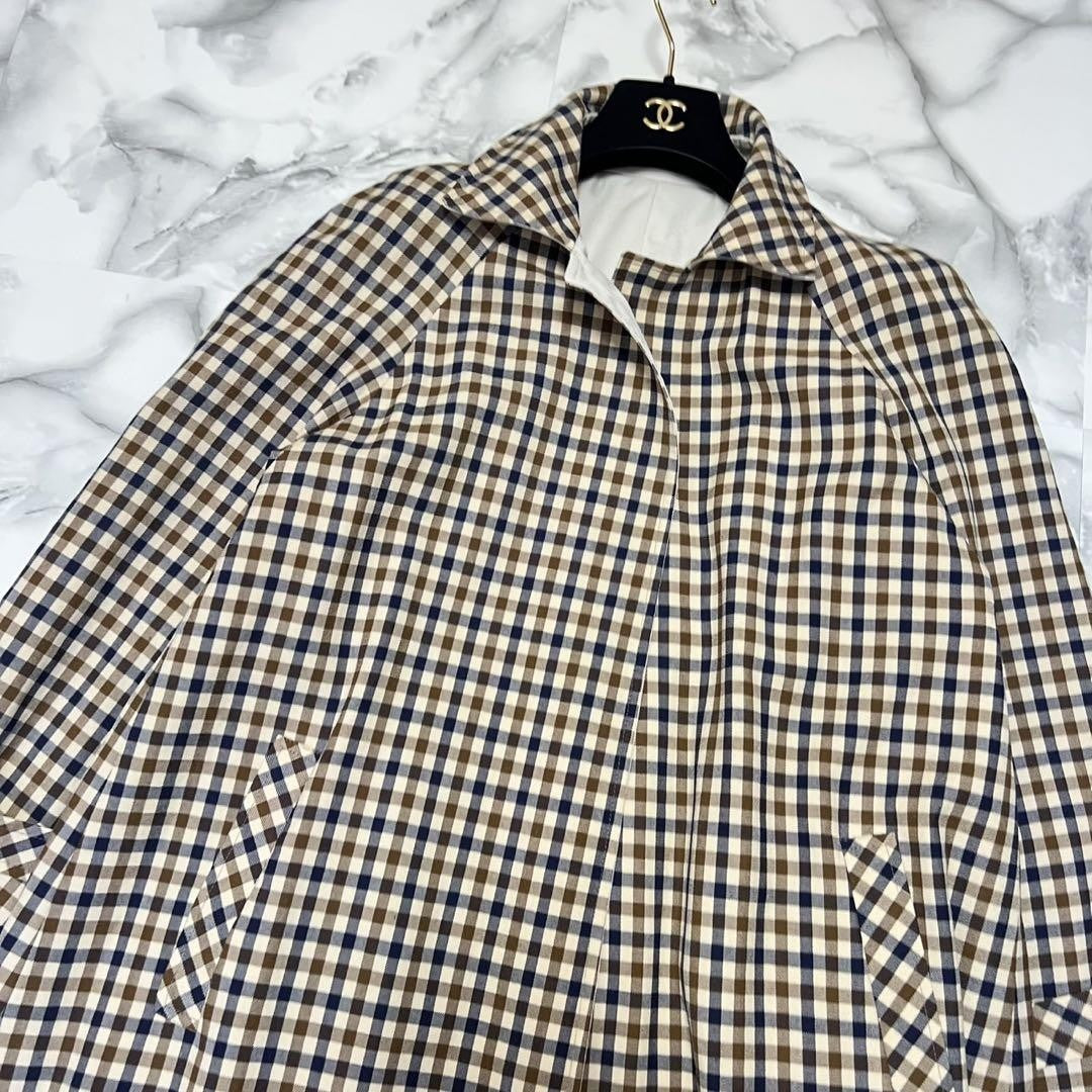 Aquascutum Trench Coat 2way Club Check Asian fit M US size S Beige Authentic