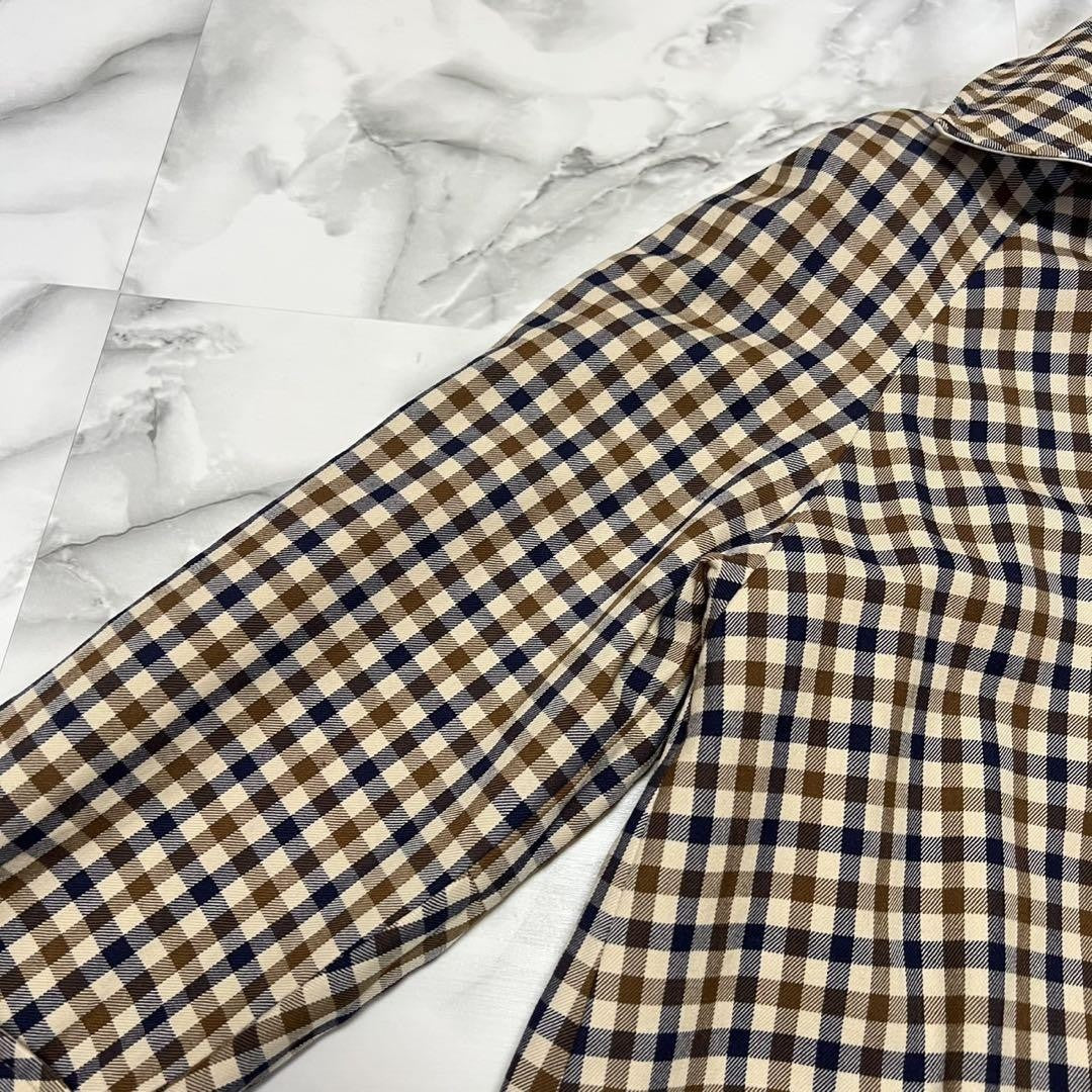 Aquascutum Trench Coat 2way Club Check Asian fit M US size S Beige Authentic