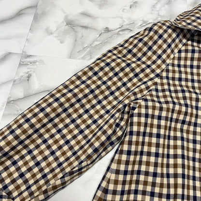 Aquascutum Trench Coat 2way Club Check Asian fit M US size S Beige Authentic