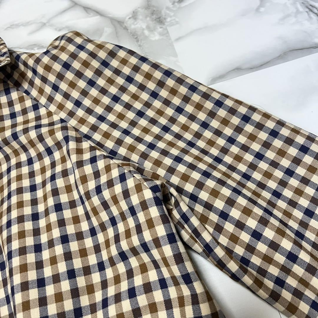 Aquascutum Trench Coat 2way Club Check Asian fit M US size S Beige Authentic