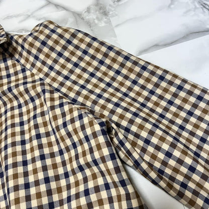 Aquascutum Trench Coat 2way Club Check Asian fit M US size S Beige Authentic
