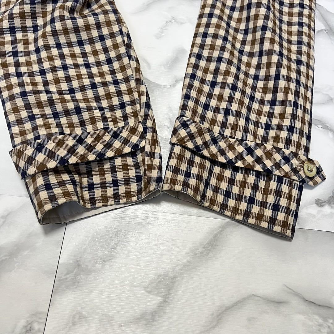 Aquascutum Trench Coat 2way Club Check Asian fit M US size S Beige Authentic