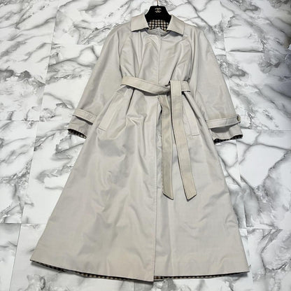Aquascutum Trench Coat 2way Club Check Asian fit M US size S Beige Authentic