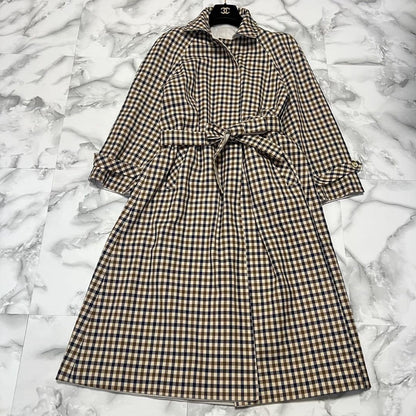 Aquascutum Trench Coat 2way Club Check Asian fit M US size S Beige Authentic