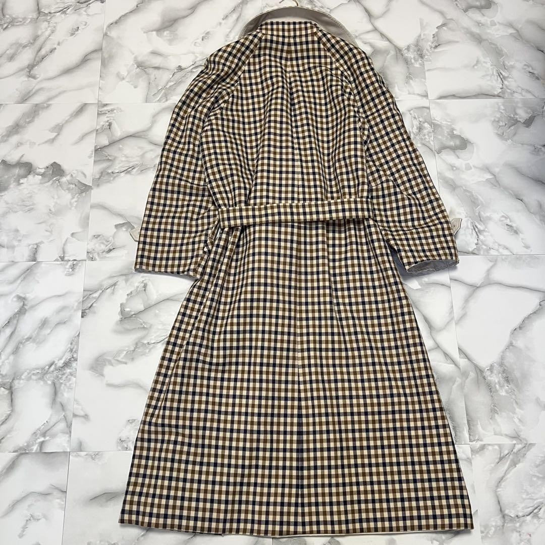 Aquascutum Trench Coat 2way Club Check Asian fit M US size S Beige Authentic