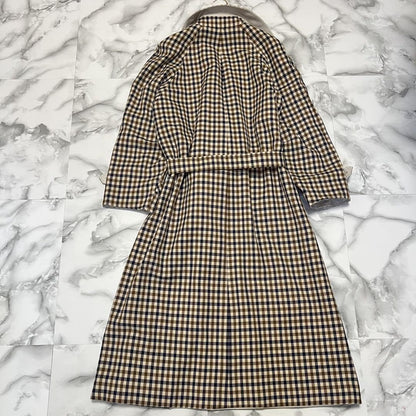Aquascutum Trench Coat 2way Club Check Asian fit M US size S Beige Authentic