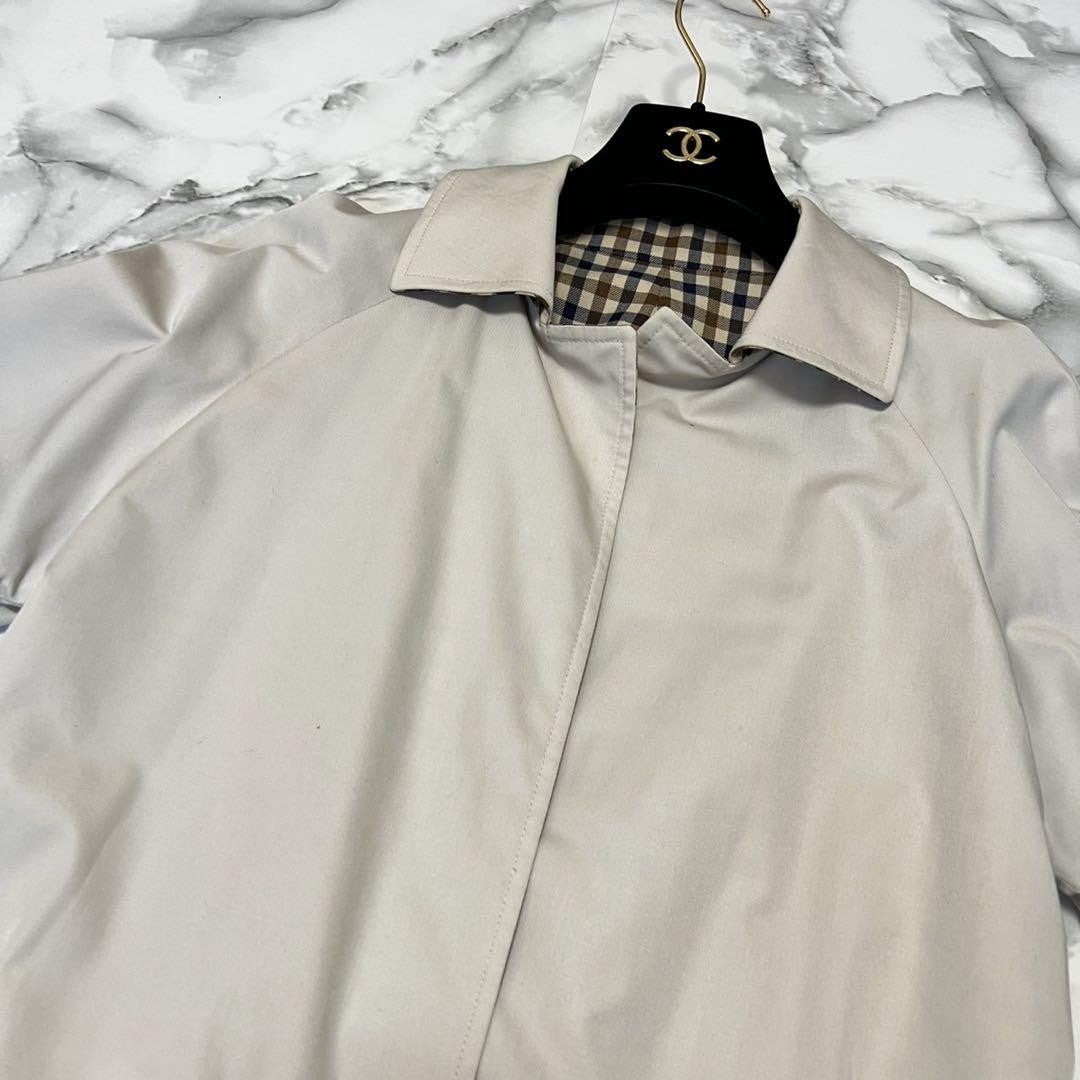Aquascutum Trench Coat 2way Club Check Asian fit M US size S Beige Authentic