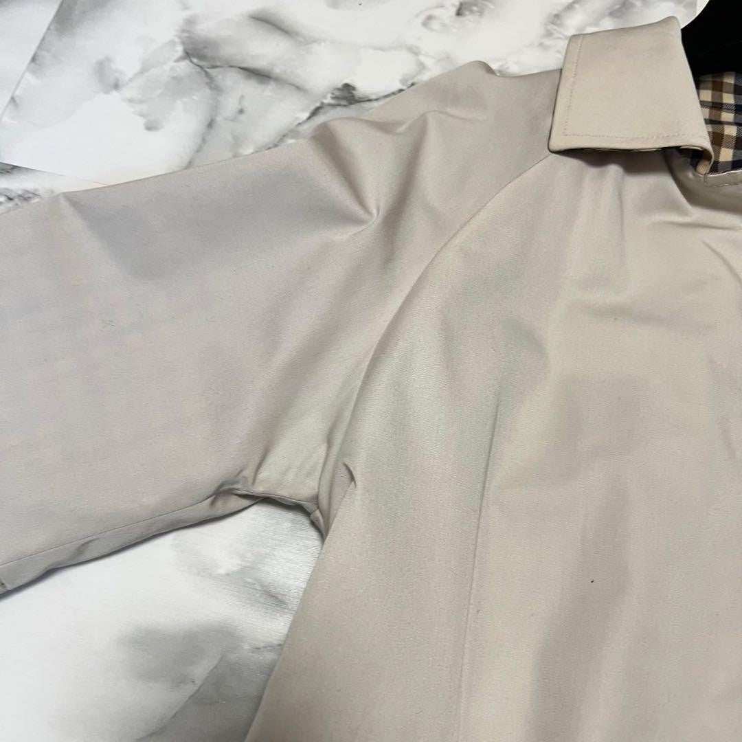 Aquascutum Trench Coat 2way Club Check Asian fit M US size S Beige Authentic