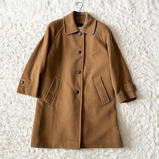 Aquascutum Coat Club Check Asian fit M US size S Camel Authentic