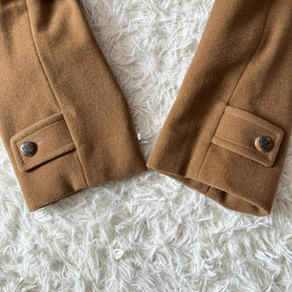 Aquascutum Coat Club Check Asian fit M US size S Camel Authentic