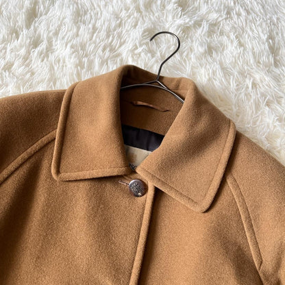 Aquascutum Coat Club Check Asian fit M US size S Camel Authentic