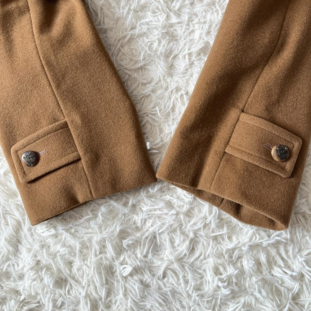 Aquascutum Coat Club Check Asian fit M US size S Camel Authentic
