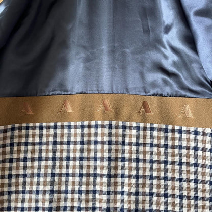 Aquascutum Coat Club Check Asian fit M US size S Camel Authentic