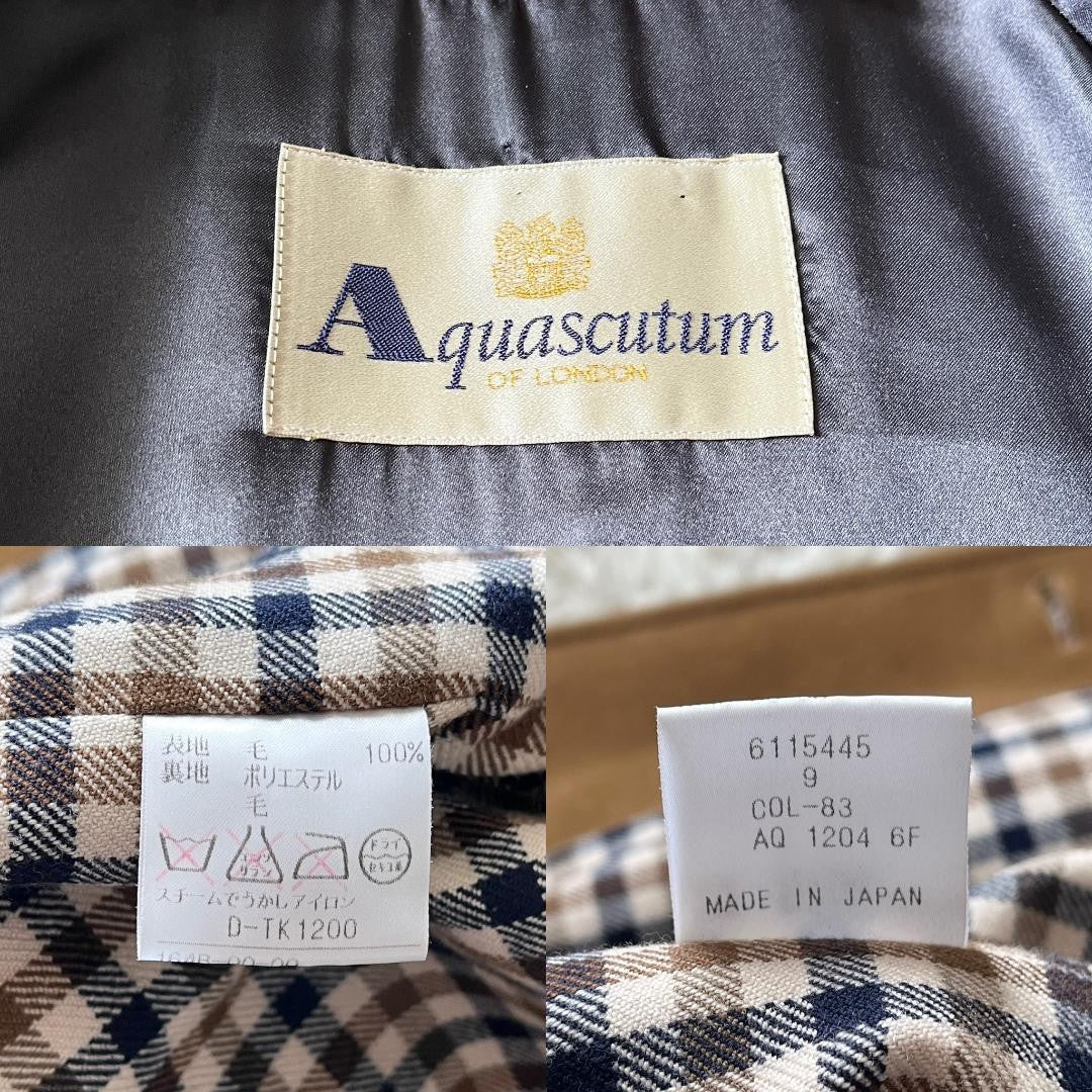 Aquascutum Coat Club Check Asian fit M US size S Camel Authentic