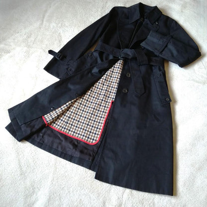 Aquascutum Trench Coat Club Check Asian fit M US size S Black Authentic