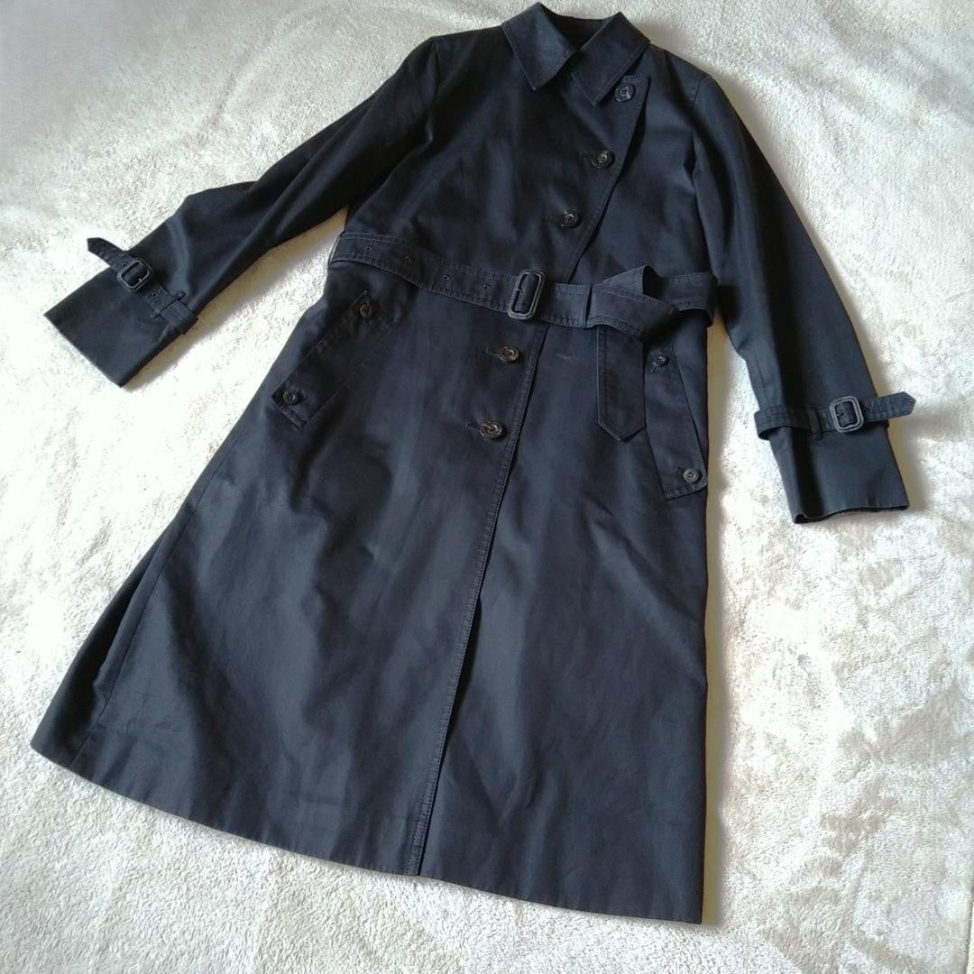 Aquascutum Trench Coat Club Check Asian fit M US size S Black Authentic
