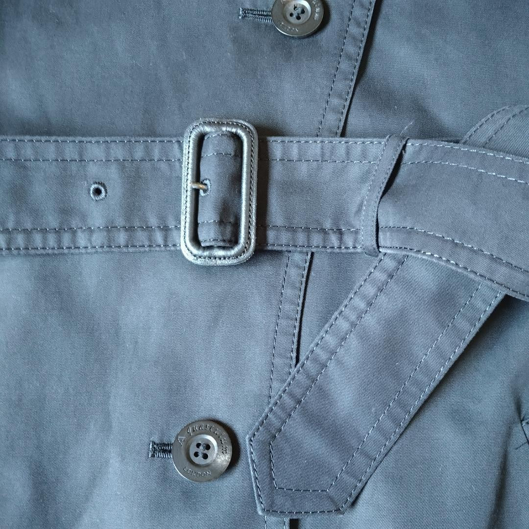 Aquascutum Trench Coat Club Check Asian fit M US size S Black Authentic
