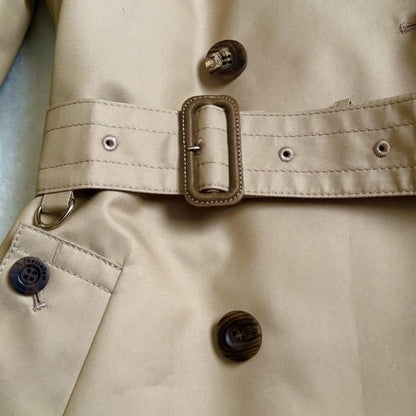 Aquascutum Trench Coat Club Check Asian fit M US size S Honey Beige Authentic